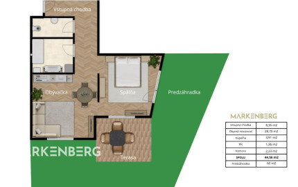 MARKENBERG I 1,5i byt so 60 m² predzáhradkou v obľúbenom projekte Tri Vody