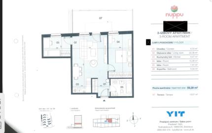 PREDANÝ - výnimočná ponuka - 3i byt v NUPPU za 87.000 Eur - odpredaj družstevného podielu