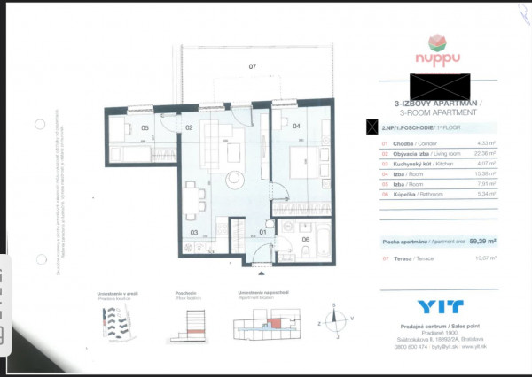 PREDANÝ - výnimočná ponuka - 3i byt v NUPPU za 87.000 Eur - odpredaj družstevného podielu