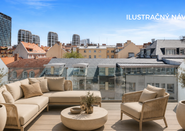 Exkluzívny 3-izbový penthouse s terasou a výhľadom na downtown - Dunajská ul.