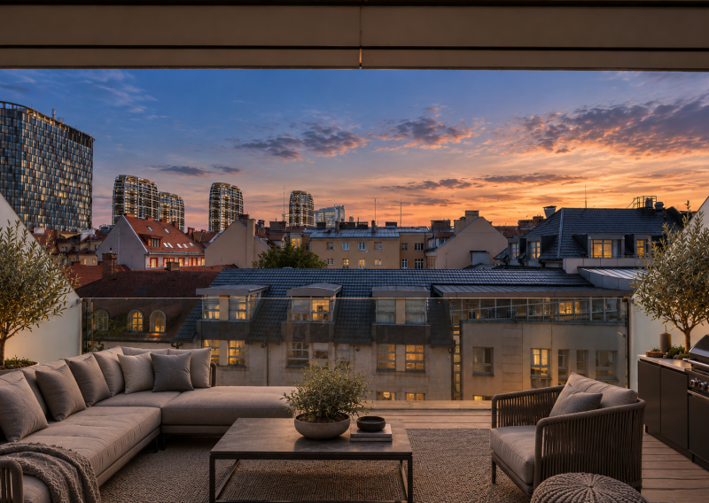 Exkluzívny 3-izbový penthouse s terasou a výhľadom na downtown - Dunajská ul.